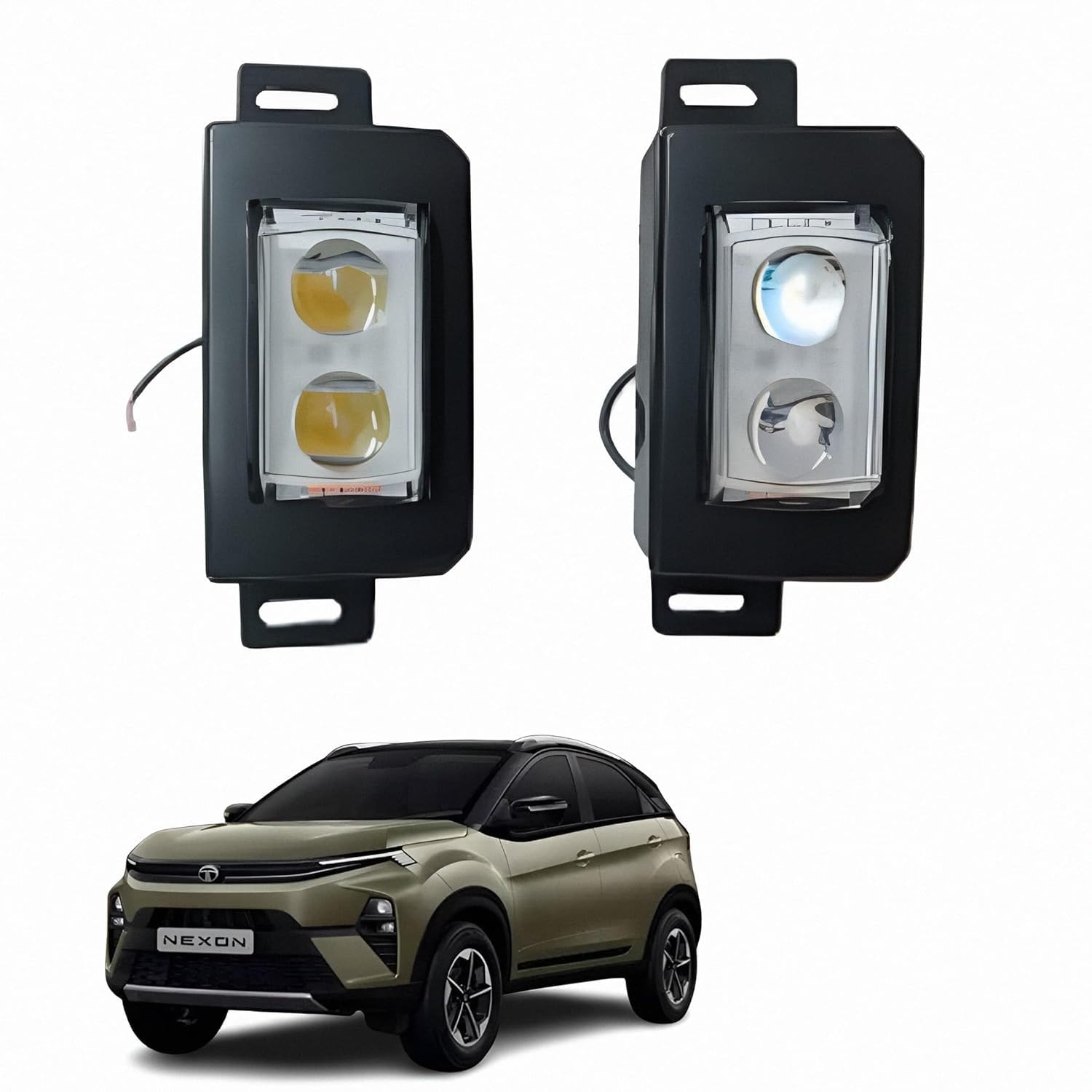 Audio Wheels LED Daytime Running Light DRL for Tata Nexon | Multi Color White/Yellow/Red/Blue | 15W LED | DC 12V Plug and Play | Energy Efficient