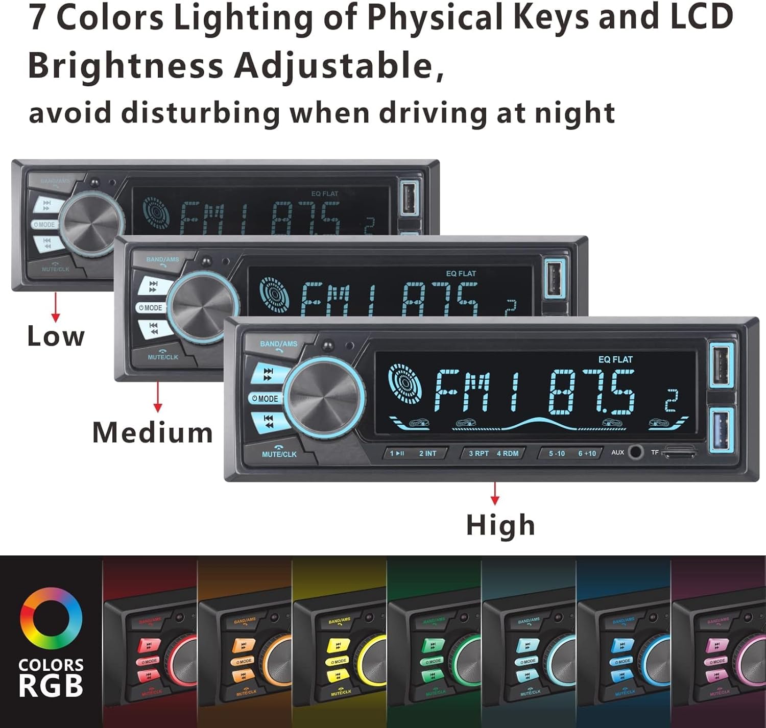 Audio Wheels Car Radio Bluetooth Single DIN Car Stereo Audio, MP3 Player Car Stereo 1 DIN with Bluetooth Handsfree/FM/Dual USB/TF/AUX/EQ/Quick Charge, with Wireless Remote Control (S-820)