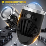 Audio Wheels 1.8 Inch LED Projector Fog Lamp with Cover - 120W, 6000K White (15000LM) with Blue Tint Film | 12V/24V Fog Light for Car & Vehicle Modification | For Toyota Innova Hycross