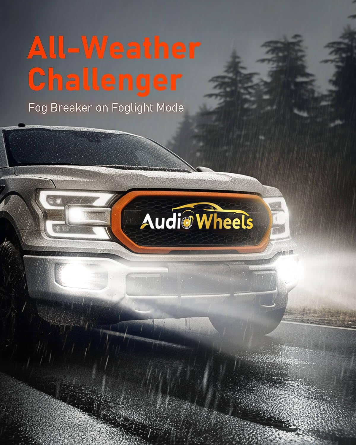 Audio Wheels H1 Car LED Headlight Conversion Kit - 110W, 16000LM, Super Bright 6000K Cool White Light Bulbs, IP68, Plug-N-Play, 2-Year Warranty