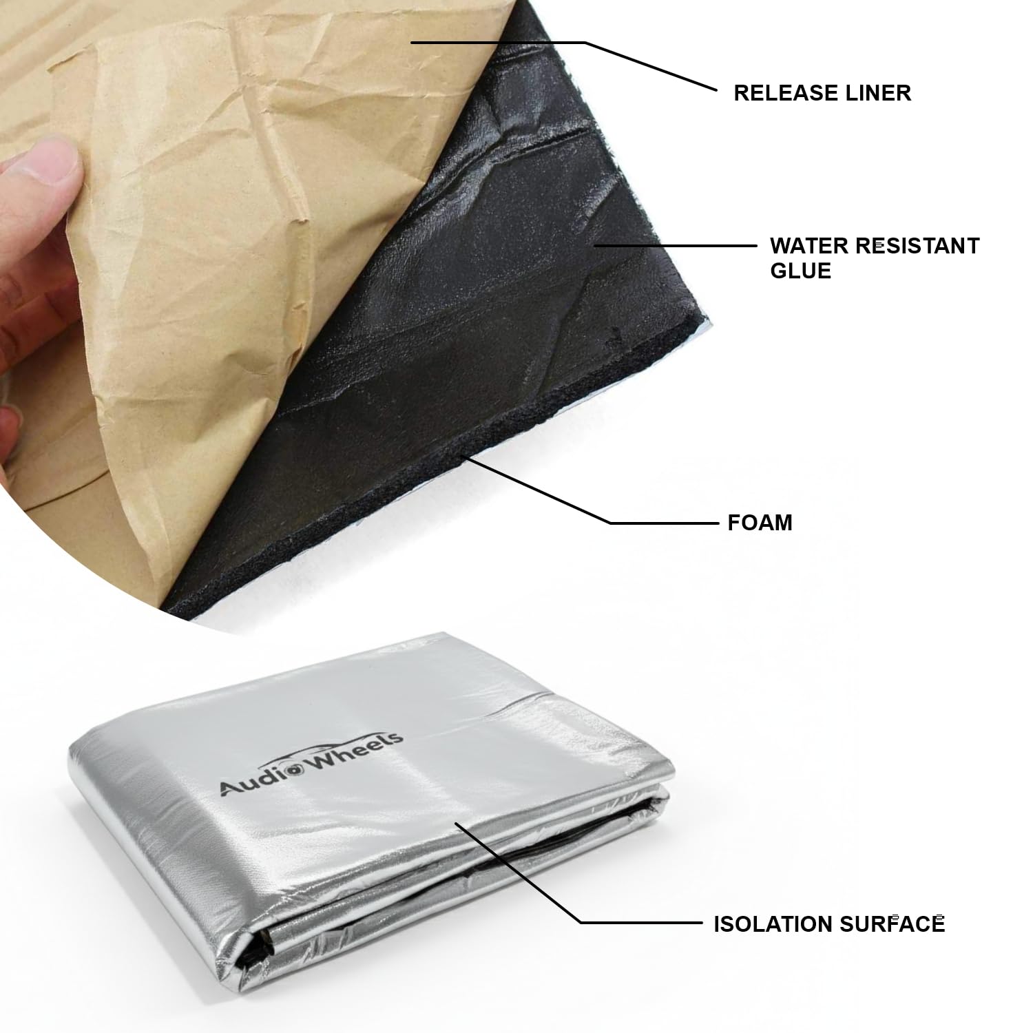 Audio Wheels Bonnet Damping Sheet for Car | Sound Proof Foam Insulation | 1cm Multi-Layer Acoustic Foam with Aluminium Foil & Butyl Rubber | Heat & Noise Reduction | 6 MM Thick Sheet | Pack of 1