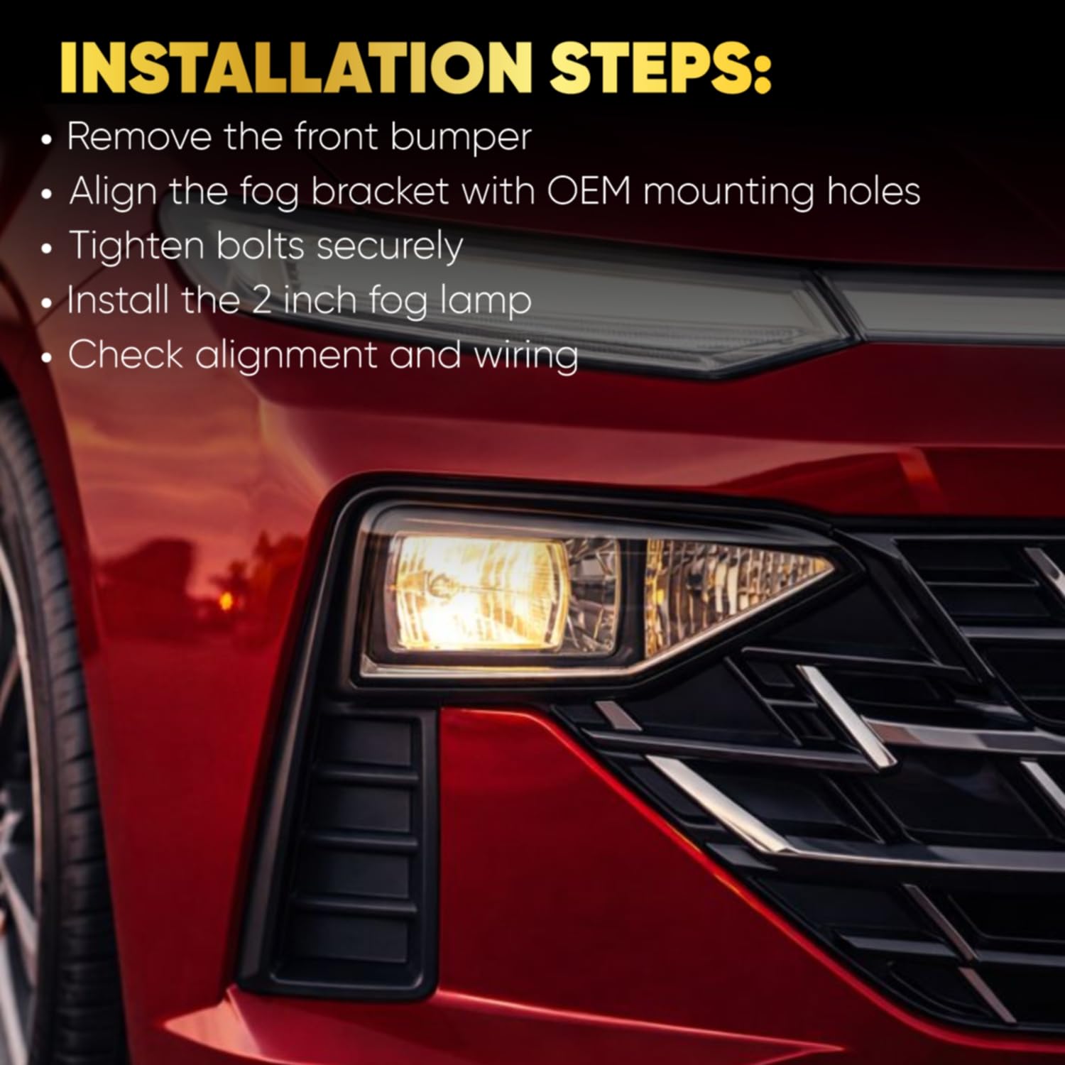 Audio Wheels 2 Inch Fog Lamp Mounting Cover / Bracket Kit - Car & Vehicle Fog Brackets | Direct Replacement Set | Compatible with Hyundai Verna 2023