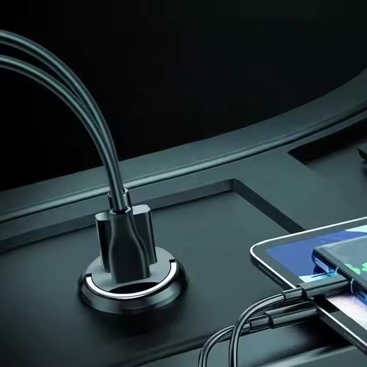 Audio Wheels 130W Dual Output Car Fast Charger – 100W USB & 30W Type C PD, Fast Charging Adapter Wide Compatibility for iPhone, Android Smartphones, and Tablets.