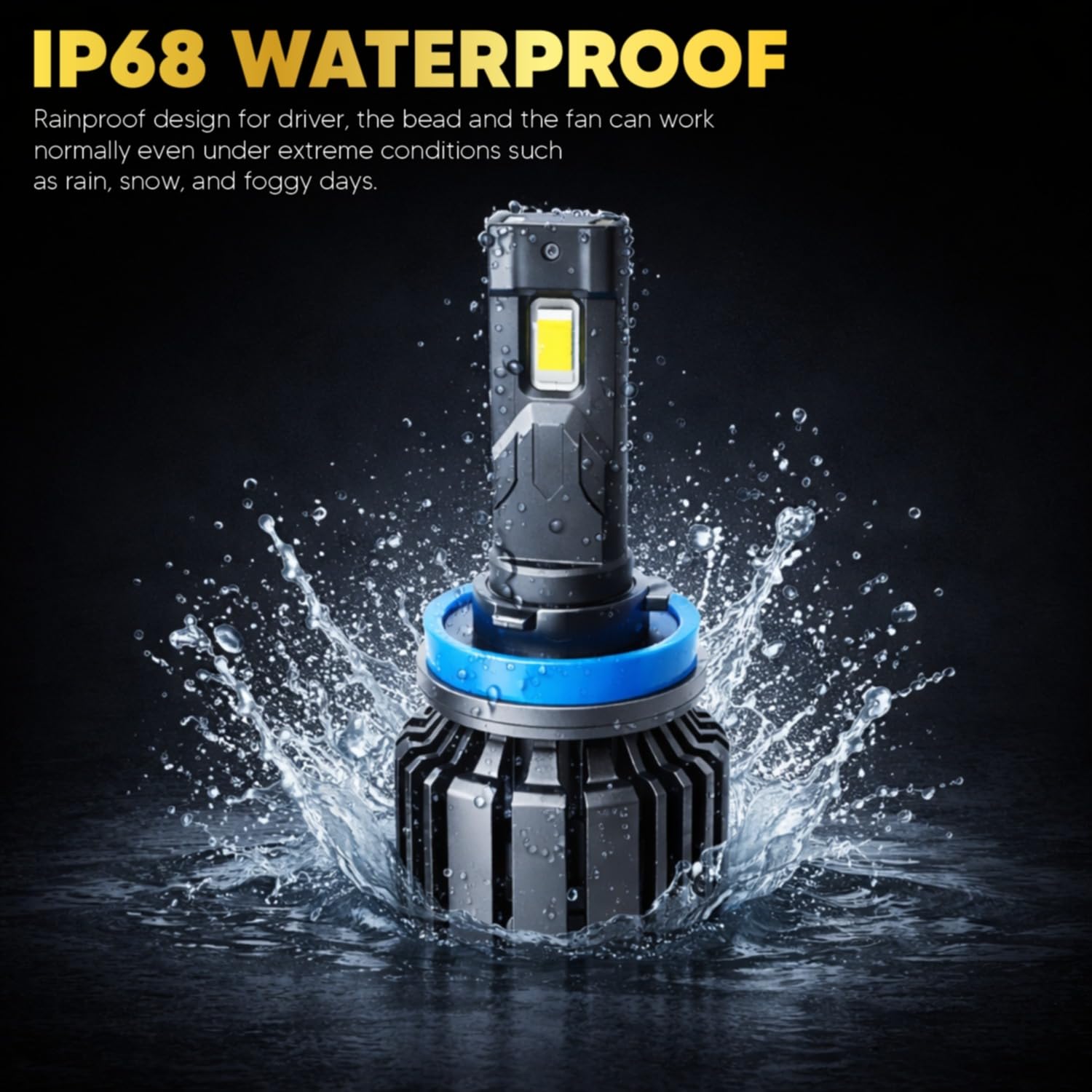 Audio Wheels H8/H11 LED Headlight Tri Colour, Single Beam 120W (15000LM) | 6000K/4300K/3000K | IP68 Waterproof Plug & Play Car Headlamp 12V/24V with Advanced Cooling | 2 Years Warranty