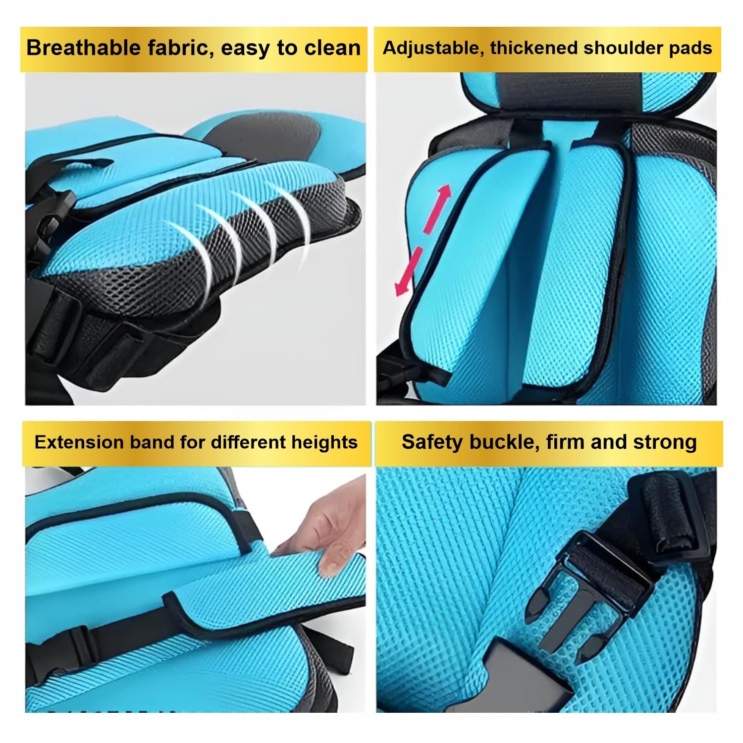 Audio Wheels Portable Foldable Baby Seat Cushion with Adjustable Shoulder & Back Straps, Universal Fit for Car, Bicycle, Stroller, Sofa & High Chair (Toddlers & Kids 6 Months-4 Years) (Blue)