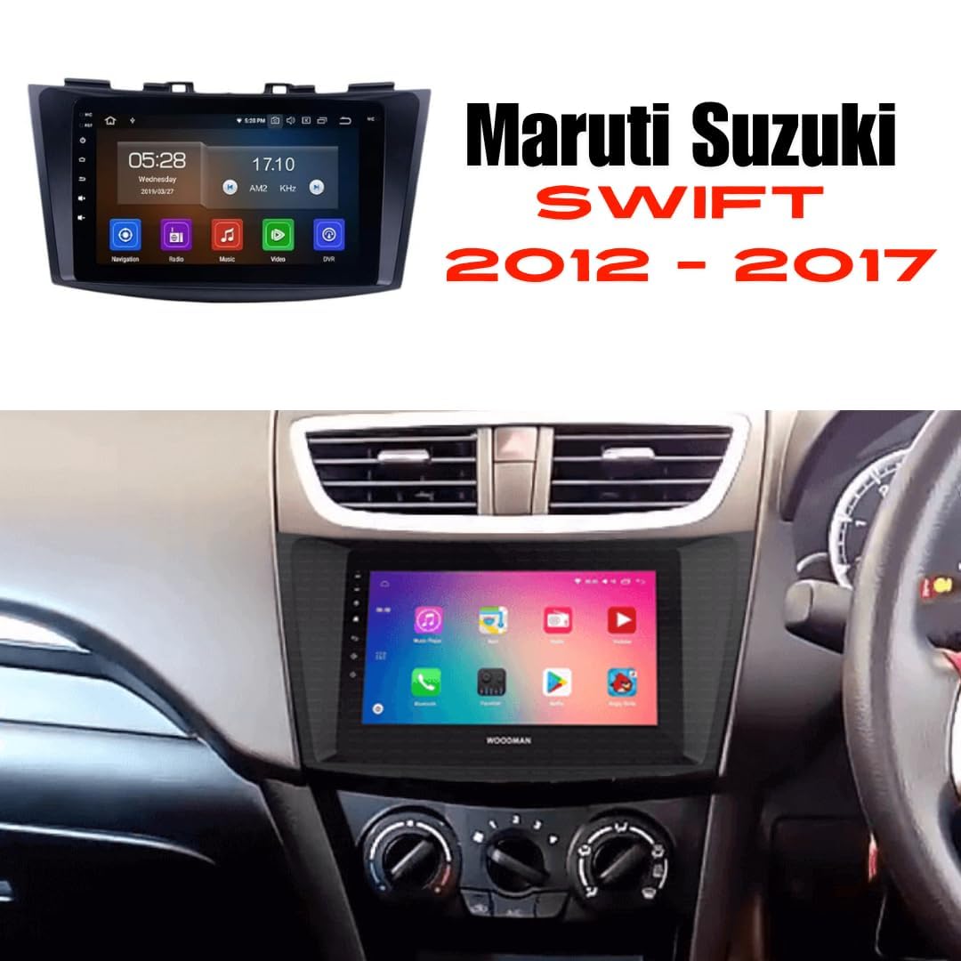Audio Wheels 9 Inch Android 13 Car Stereo for Maruti Swift 2011–17 | 2GB+32GB | 1280P IPS Display | Gorilla Glass | AHD Reverse Camera | with Dashboard Frame