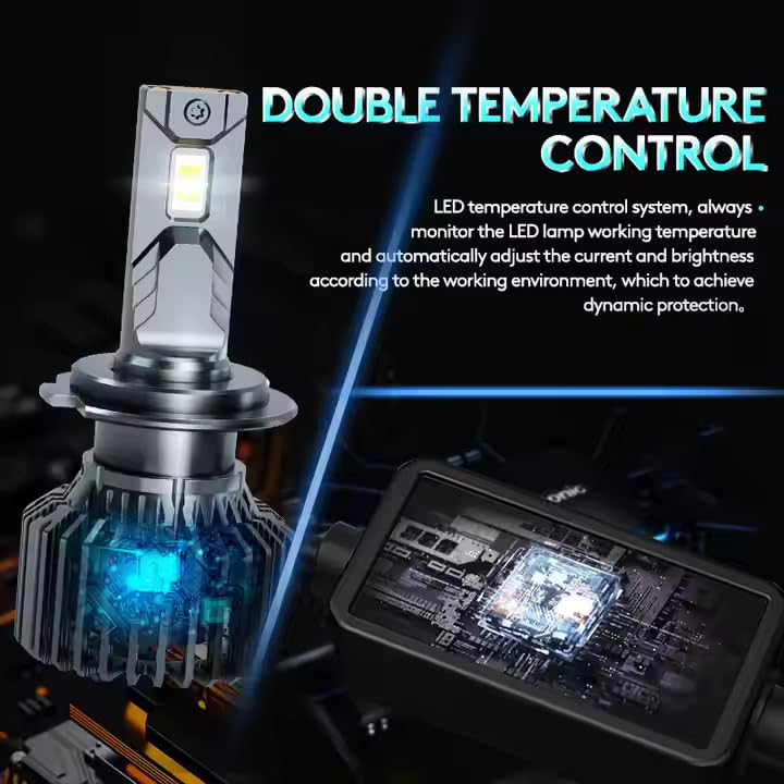 Audio Wheels H7 LED Headlight Bulbs – 160W High-Performance Lighting, 16,000 Lumens Brightness, 6000K Cool White Glow, Quick and Easy Installation for Enhanced Nighttime Visibility.