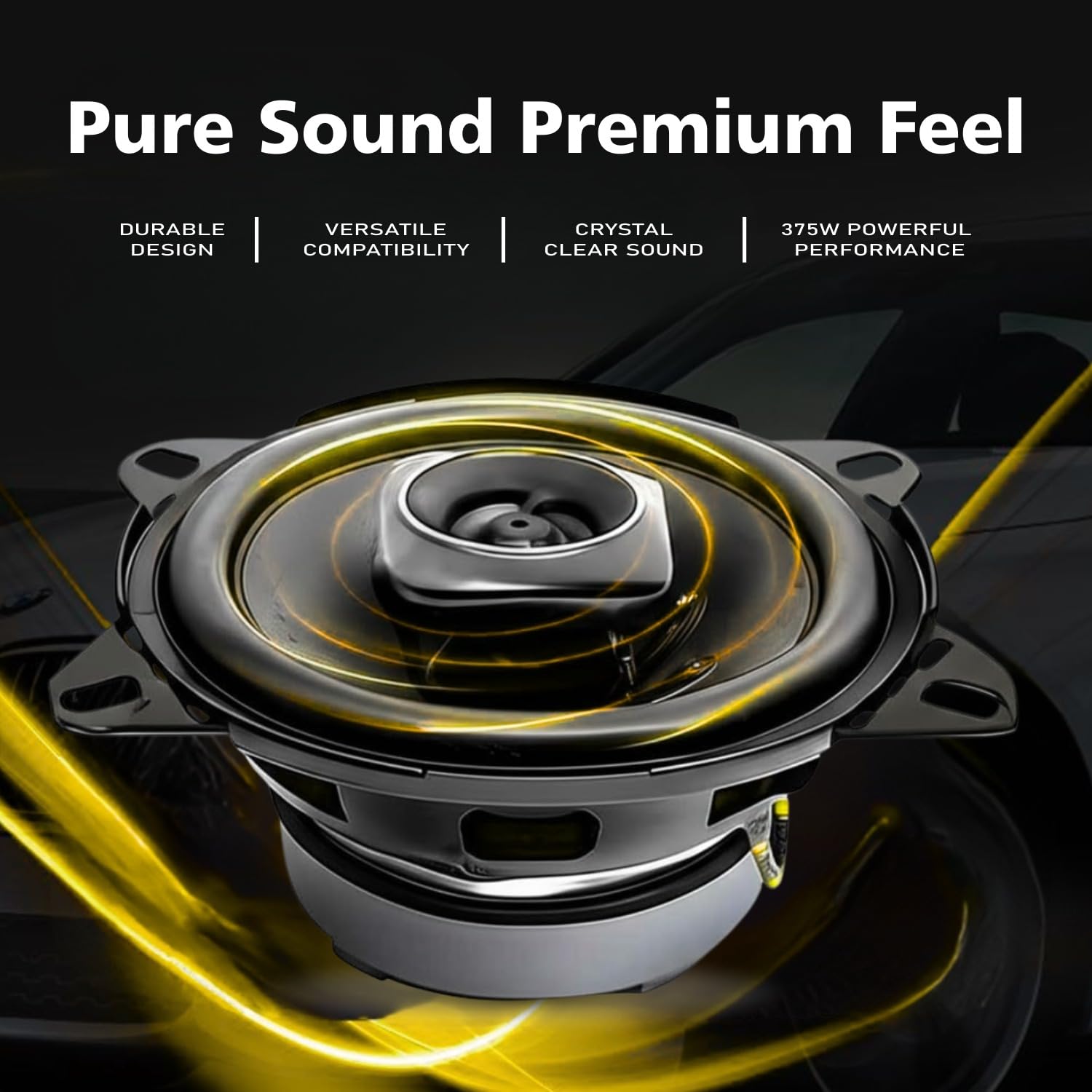 Audio Wheels 4 Inch Thunder Legend Car Speaker – 80W RMS, 375W Max | 26mm Voice Coil | Deep Bass | Rubber Edge PP Cone | 4Ω Impedance | High-Performance Sound Upgrade.