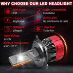 Audio Wheels H4-110W Car Led Headlight Bulbs, 16,000 Lumens Super Bright LED Headlight Conversion Kit for Cars 6000K Cool White Quick Installation Halogen Replacement, Pack of 2