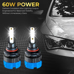 Audio Wheels 9005 [HB3] LED Headlight Bulb 60W 16000 Lumens Super Bright | 6000K Cool White | Quick Installation | Halogen Replacement Conversion Kit for Cars SUV | Plug & Play Headlamp Bulb (9005-60W)