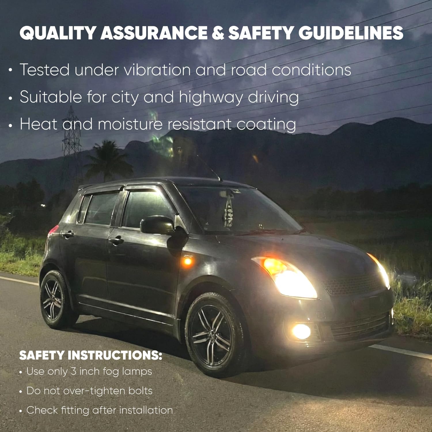 Audio Wheels 3 Fog Lamp Mounting CoverBracket Kit - Car & Vehicle Fog Brackets  Direct Replacement Set  Compatible with Maruti Suzuki SWIFT 2010