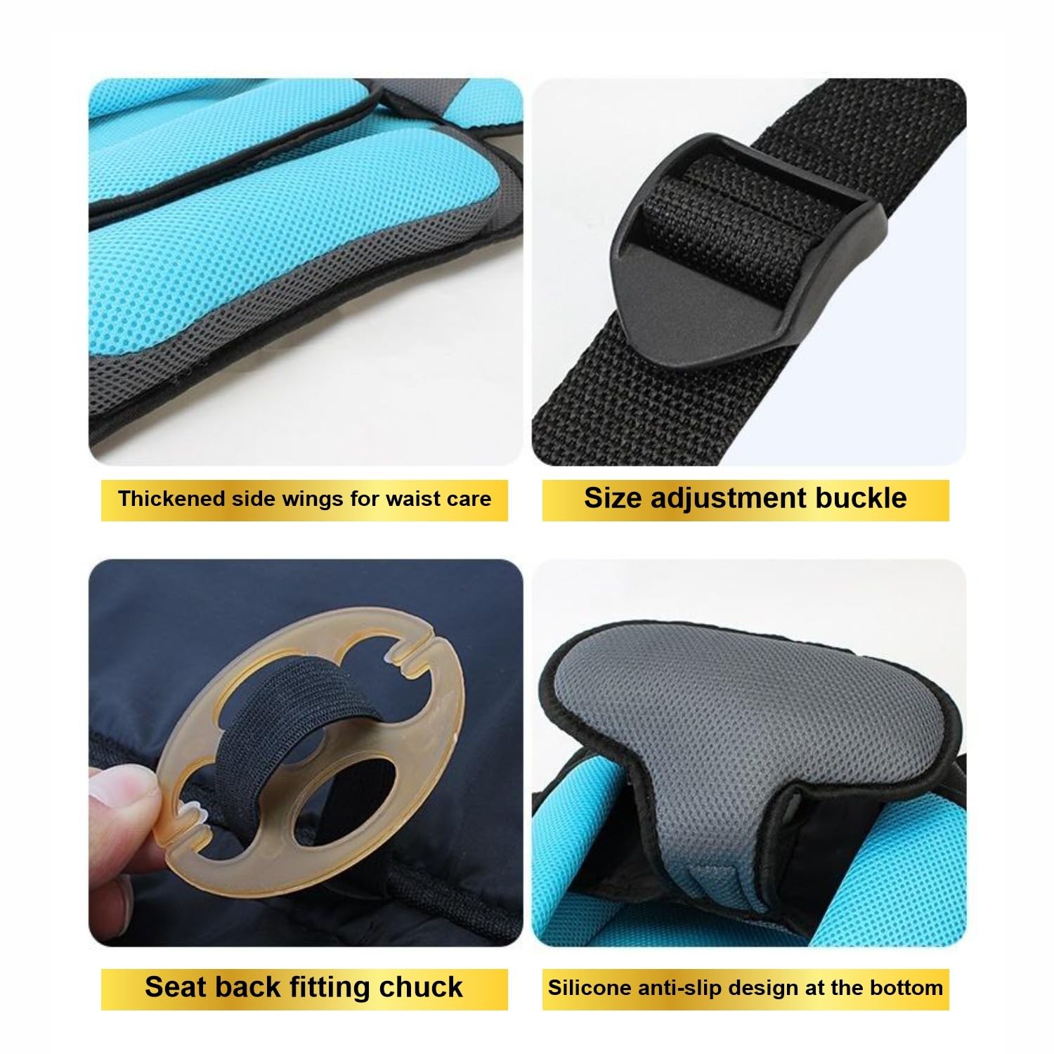 Audio Wheels Portable Foldable Baby Seat Cushion with Adjustable Shoulder & Back Straps, Universal Fit for Car, Bicycle, Stroller, Sofa & High Chair (Toddlers & Kids 6 Months-4 Years) (Blue)