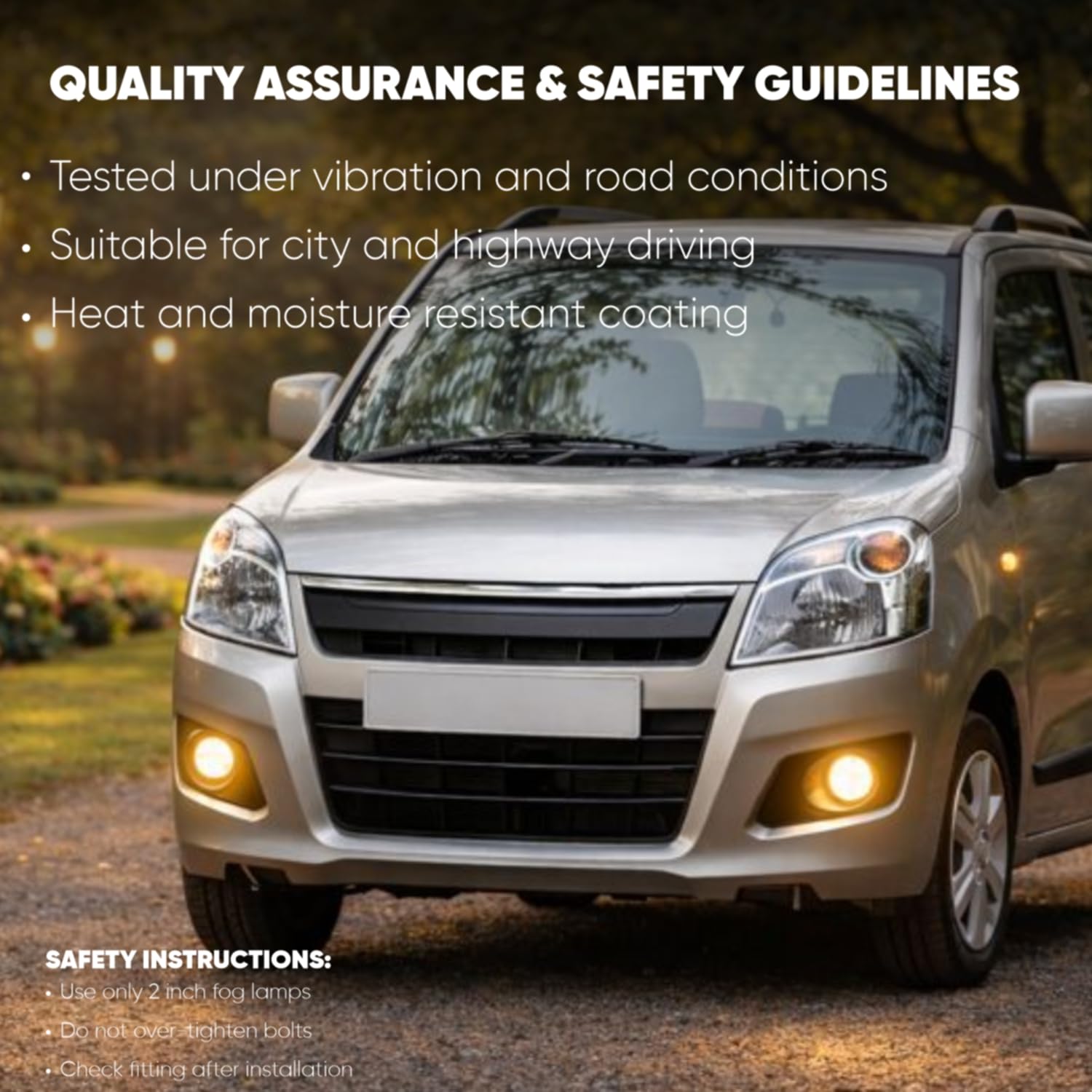 Audio Wheels 2 Inch Fog Lamp Mounting Cover / Bracket Kit - Car & Vehicle Fog Brackets | Direct Replacement Set | Compatible with Maruti Suzuki WagonR 2014