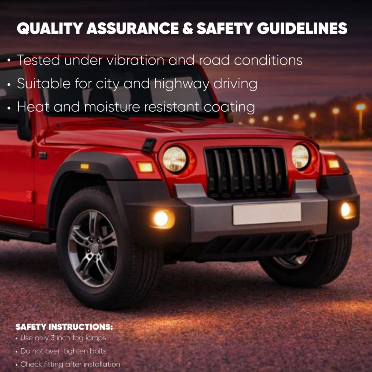 Audio Wheels 3 Fog Lamp Mounting CoverBracket Kit - Car & Vehicle Fog Brackets  Direct Replacement Set  Compatible with Mahindra THAR ROXX