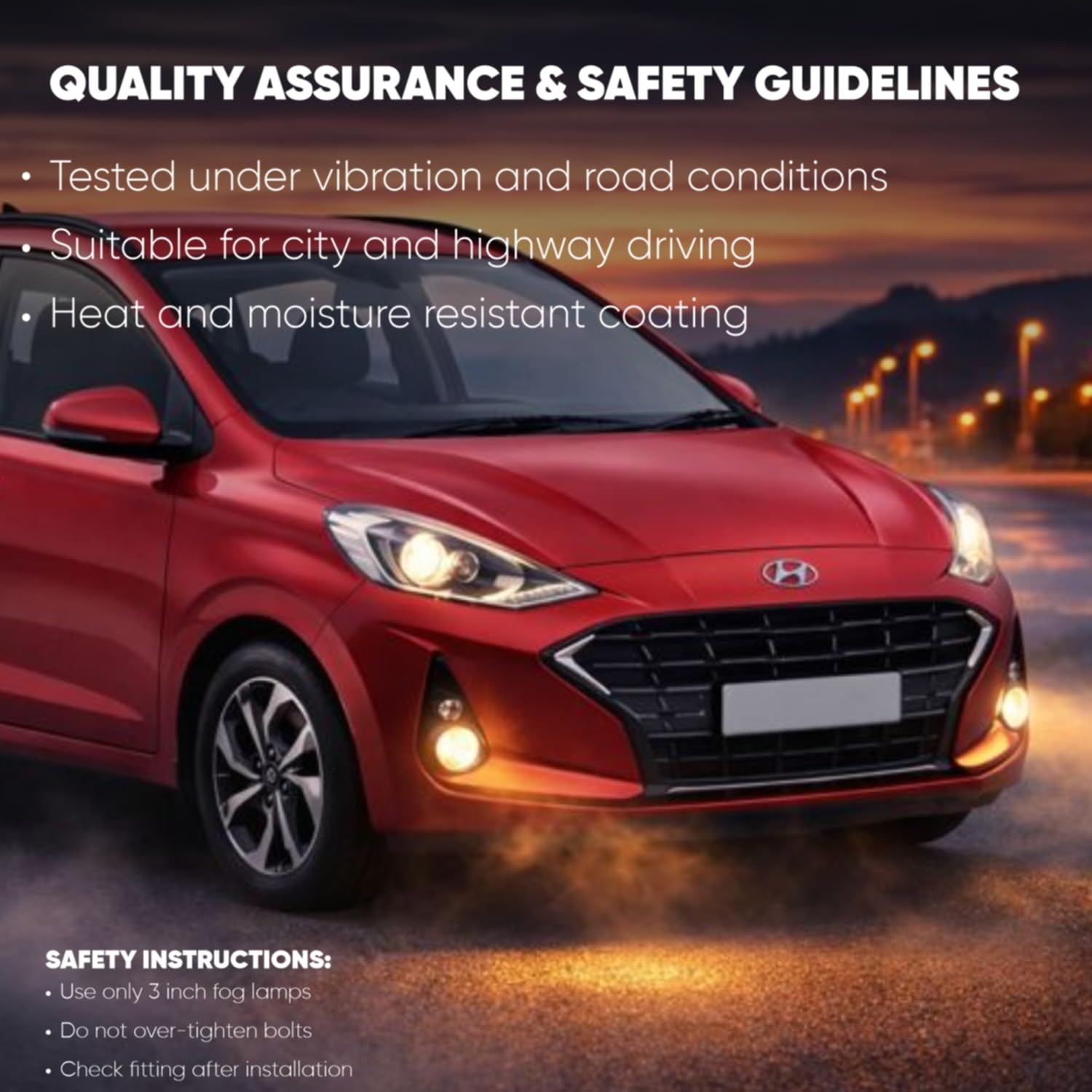 Audio Wheels 3 Inch Fog Lamp Mounting CoverBracket Kit - Car & Vehicle Fog Brackets  Direct Replacement Set  Compatible with Hyundai GRAND i10 NIOS