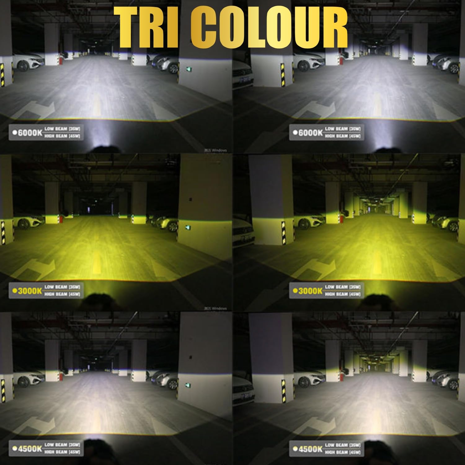 Audio Wheels AWLP-16 Tri-Color LED Projector Fog Lamp  200W High-Intensity  3000K Yellow  4500K Warm White  6000K White  Premium Metal Housing  1-Year Warranty