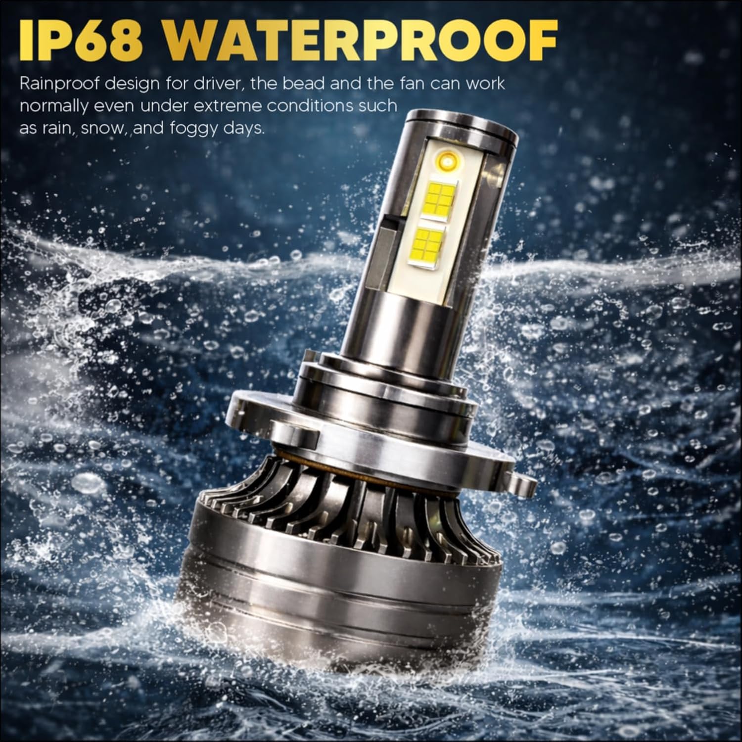 Audio Wheels H4/H19 75W LED Headlight Bulbs – 75,00LM, 6000K Cool White, IP68 Waterproof, 1-Year Warranty, Super Bright Automotive Headlights (Pack of 2)