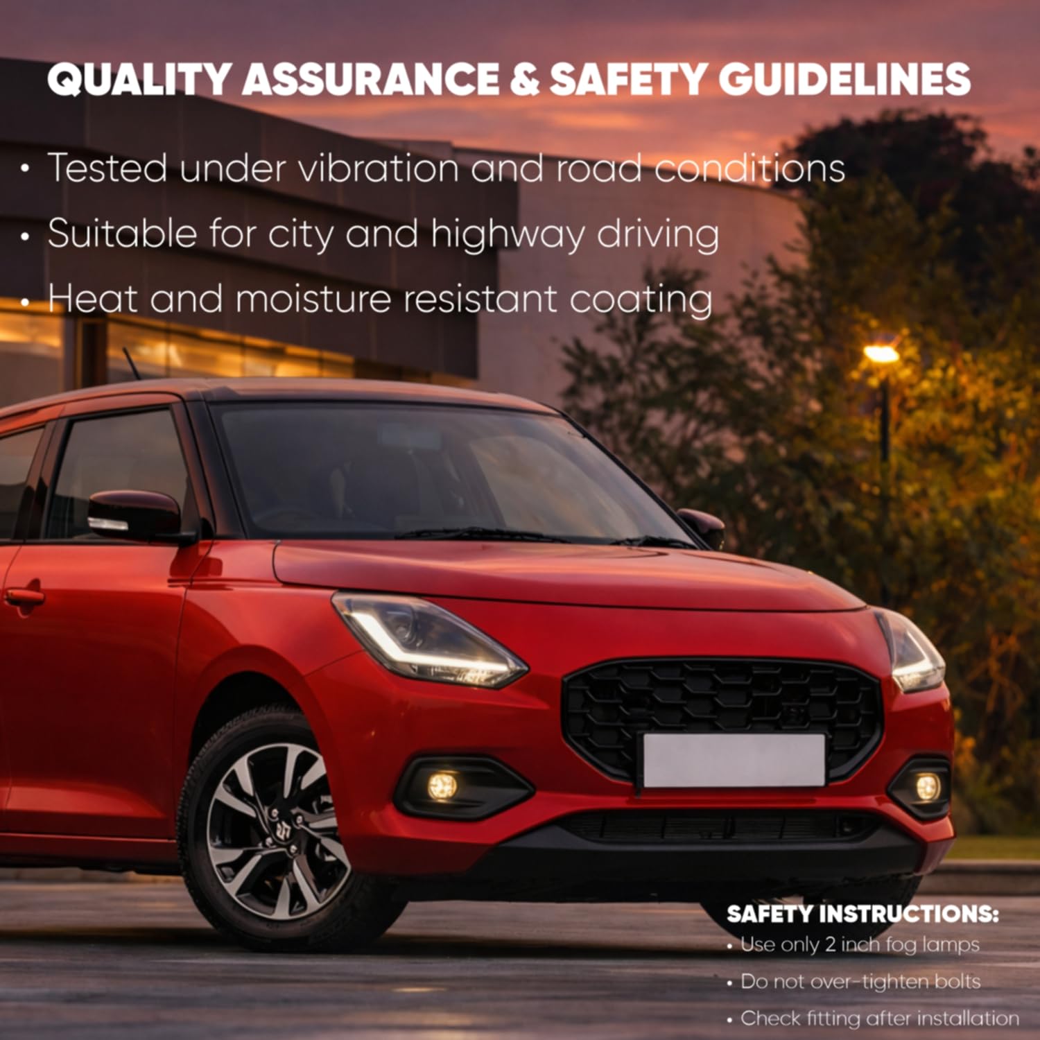 Audio Wheels 2 Inch Fog Lamp Mounting Cover/Bracket Kit - Car & Vehicle Fog Brackets | Direct Replacement Set | Compatible with Maruti Suzuki SWIFT 2024 (2 INCH)