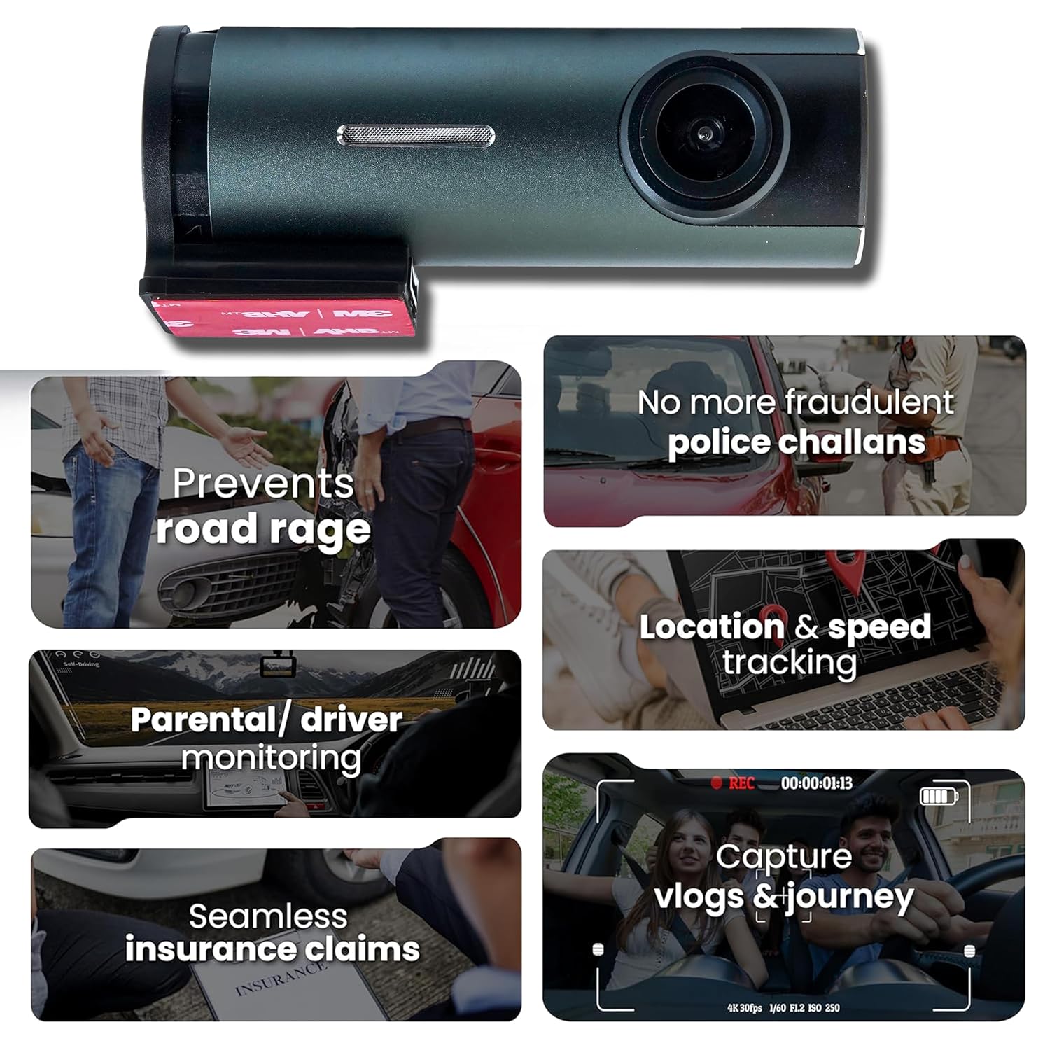 Audio Wheels12.0MP Full HD WiFi DVR Dashcam + 5V 0.4A Power, 1080p Video, 30 FPS, High-Sensitivity Low-Light Sensor, MIC Support, 128GB TF Card Storage, USB Connectivity,Android Compatibility.