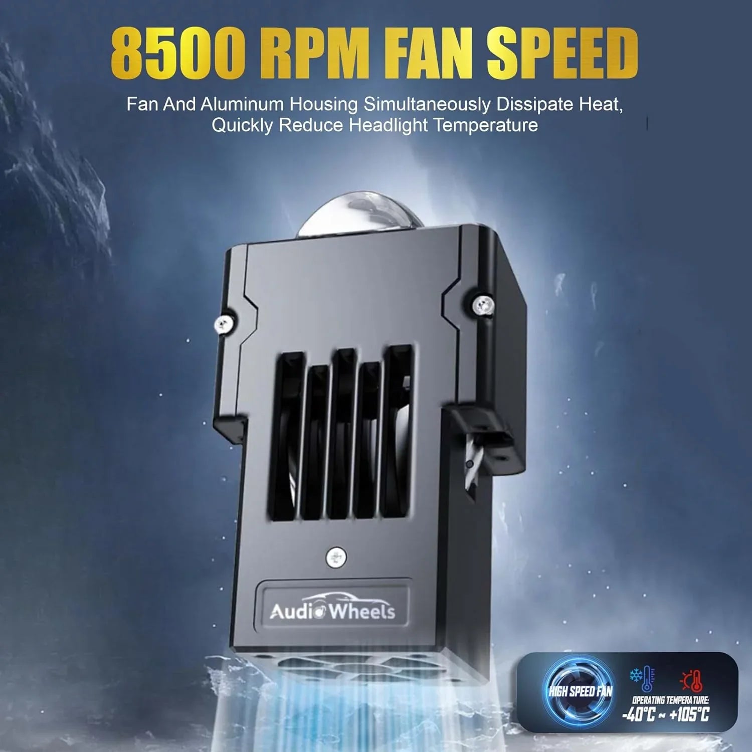 Audio Wheels 1.8 Square LED Fog Lamp Single-Eye Projector 6000K Cool White 15,000 Lumens, 120W, IP68, 12V24V - Fog Light for Cars & Vehicle Modification Includes Mounting Assembly - Audio Wheels