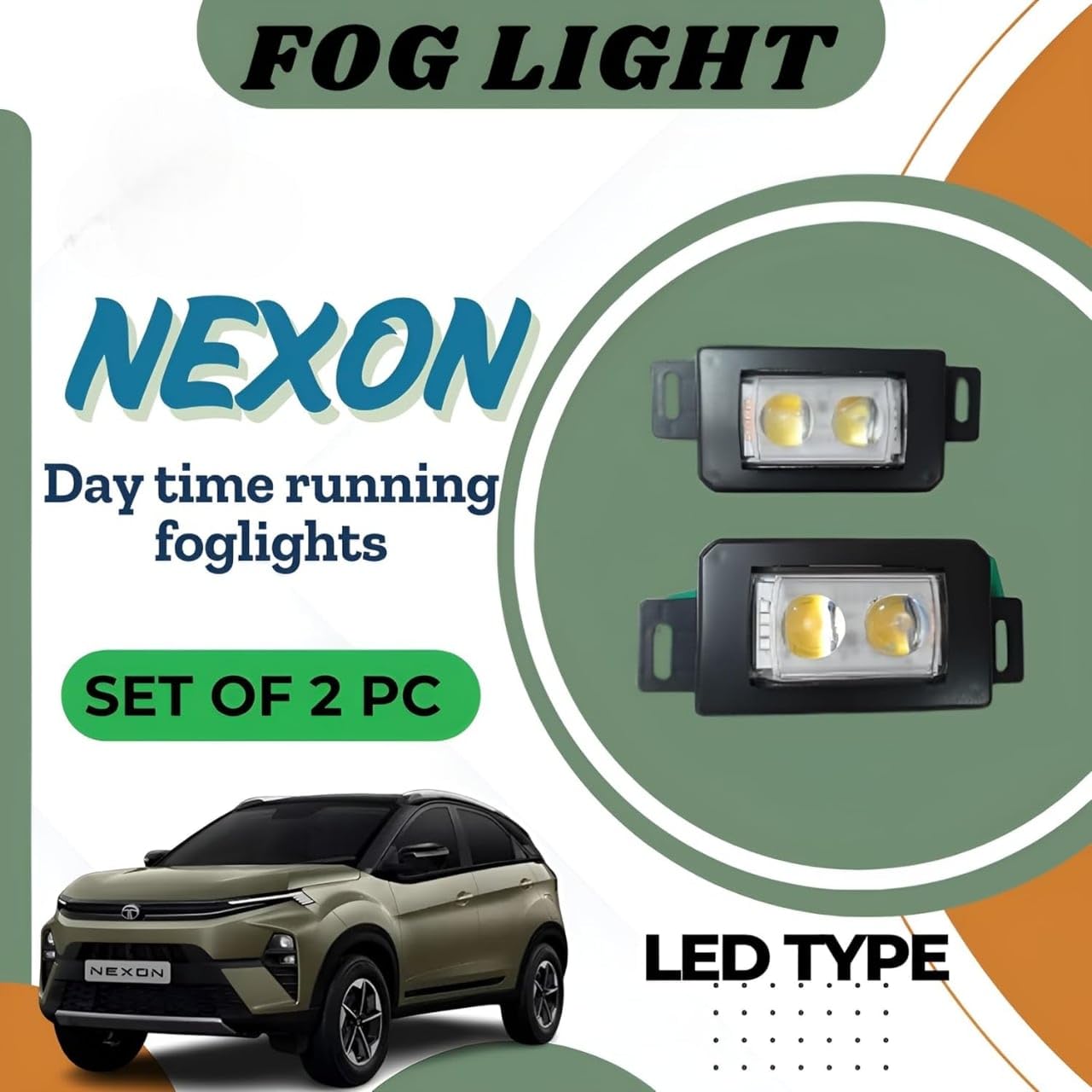 Audio Wheels LED Daytime Running Light DRL for Tata Nexon | Multi Color White/Yellow/Red/Blue | 15W LED | DC 12V Plug and Play | Energy Efficient