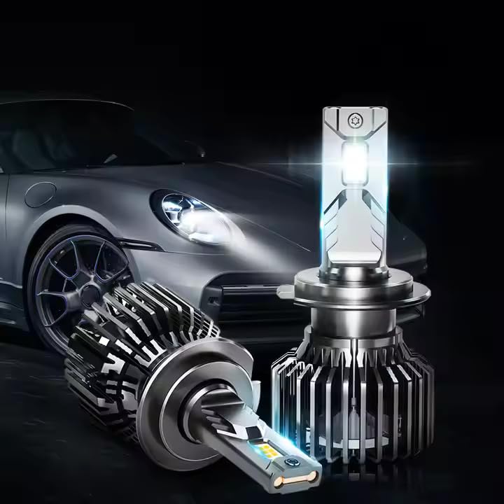 Audio Wheels H7 LED Headlight Bulbs – 160W High-Performance Lighting, 16,000 Lumens Brightness, 6000K Cool White Glow, Quick and Easy Installation for Enhanced Nighttime Visibility.