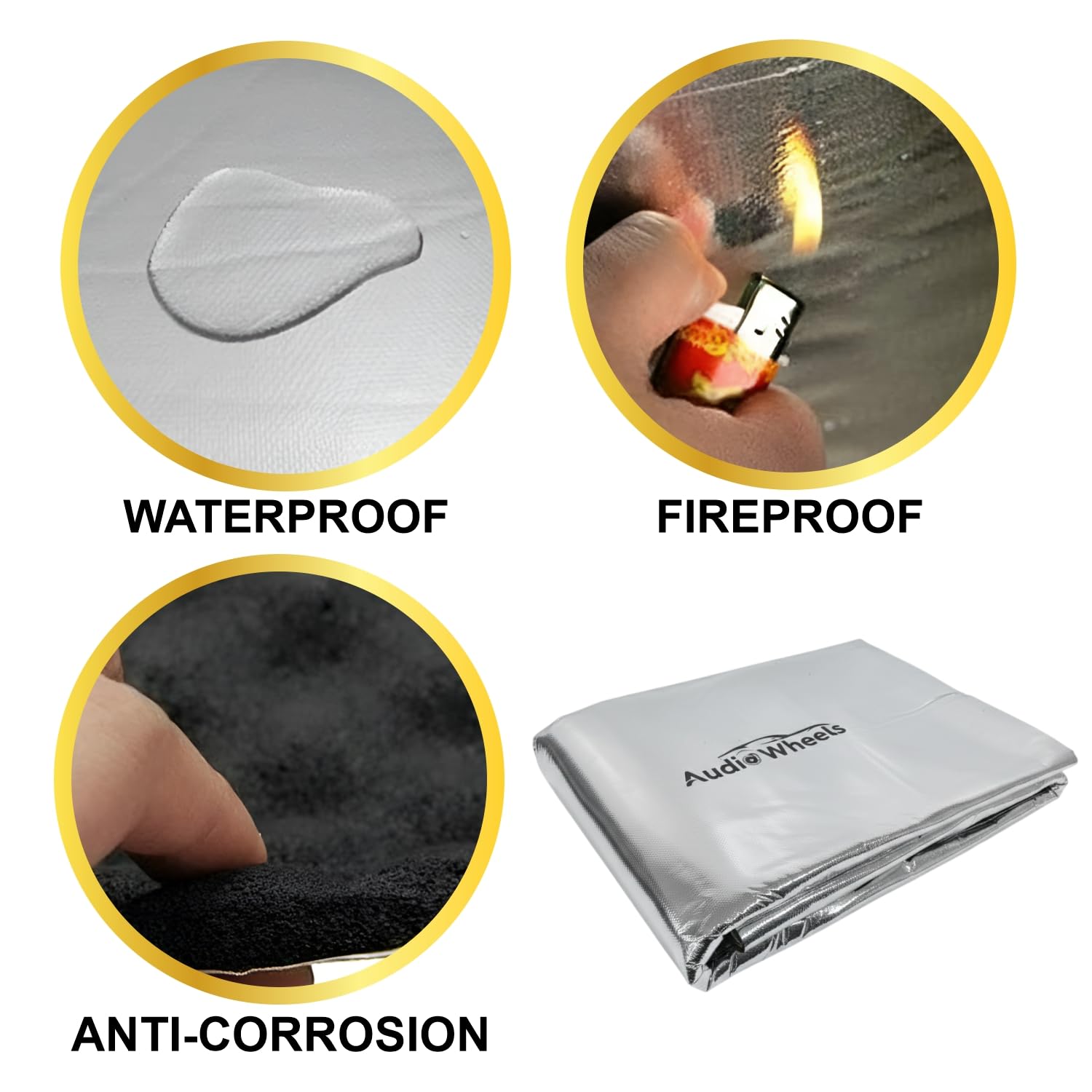 Audio Wheels Bonnet Damping Sheet for Car | Sound Proof Foam Insulation | 1cm Multi-Layer Acoustic Foam with Aluminium Foil & Butyl Rubber | Heat & Noise Reduction | 6 MM Thick Sheet | Pack of 1