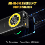 Audio Wheels Universal Digital Tyre Inflator [TI-03]  for Car, Bikes and SUVs | 65W Portable Air Compressor, 5600 mAh, Auto Shut-Off & LED Light  150 PSI