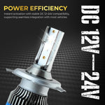 Audio Wheels H4/H19 60W LED Headlight Bulb for Car  6000K Cool White Projector - Compatible Upgrade  Night Eye Style Plug & Play LED Bulb