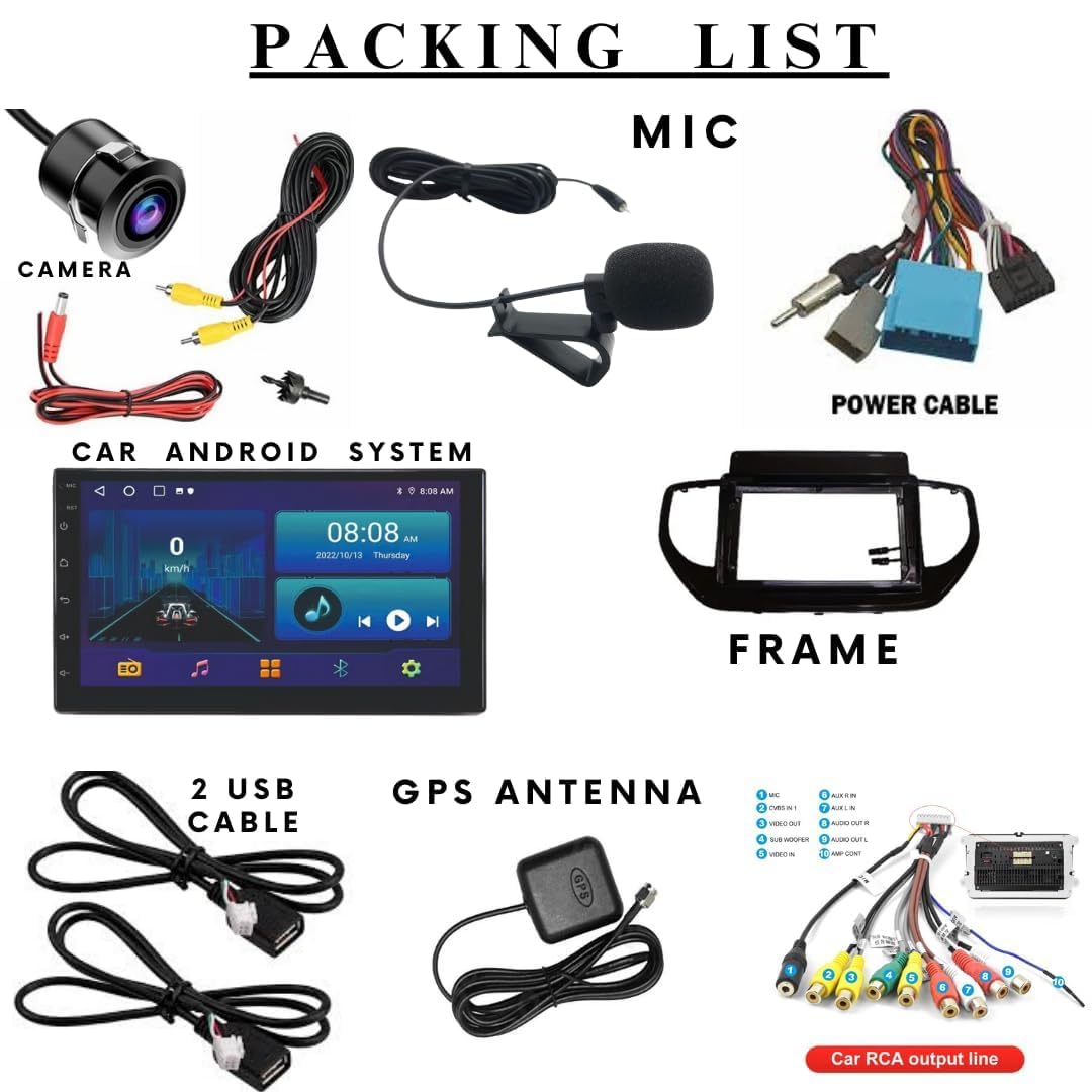 Audio Wheels Wireless CarPlay & Stereo Auto 9inch 1280P Car Android Display with Gorilla Glass  Android 13  TS-9 Processor  2GB & 32GB +Frame+HD Camera Included (Hyundai Vrena 2021+)