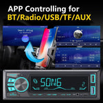 Audio Wheels Car Radio Bluetooth Single DIN Car Stereo Audio, MP3 Player Car Stereo 1 DIN with Bluetooth Handsfree/FM/Dual USB/TF/AUX/EQ/Quick Charge, with Wireless Remote Control (S-820)