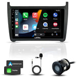 Audio Wheels Volkswagen Polo 9 Inch 1280P IPS Android 232 Car Display with Gorilla Glass - Double Din Car Stereo, Android 13,+ AHD Camera & Dashboard Frame (Volkswagen Polo)