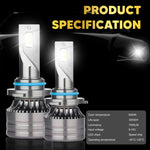 Audio Wheels 9005/HB3 75W LED Headlight with 6000K Cool White, 7500LM Brightness, Fan Cooling, Energy Efficient Design, IP67 Waterproof, Easy Plug & Play Installation