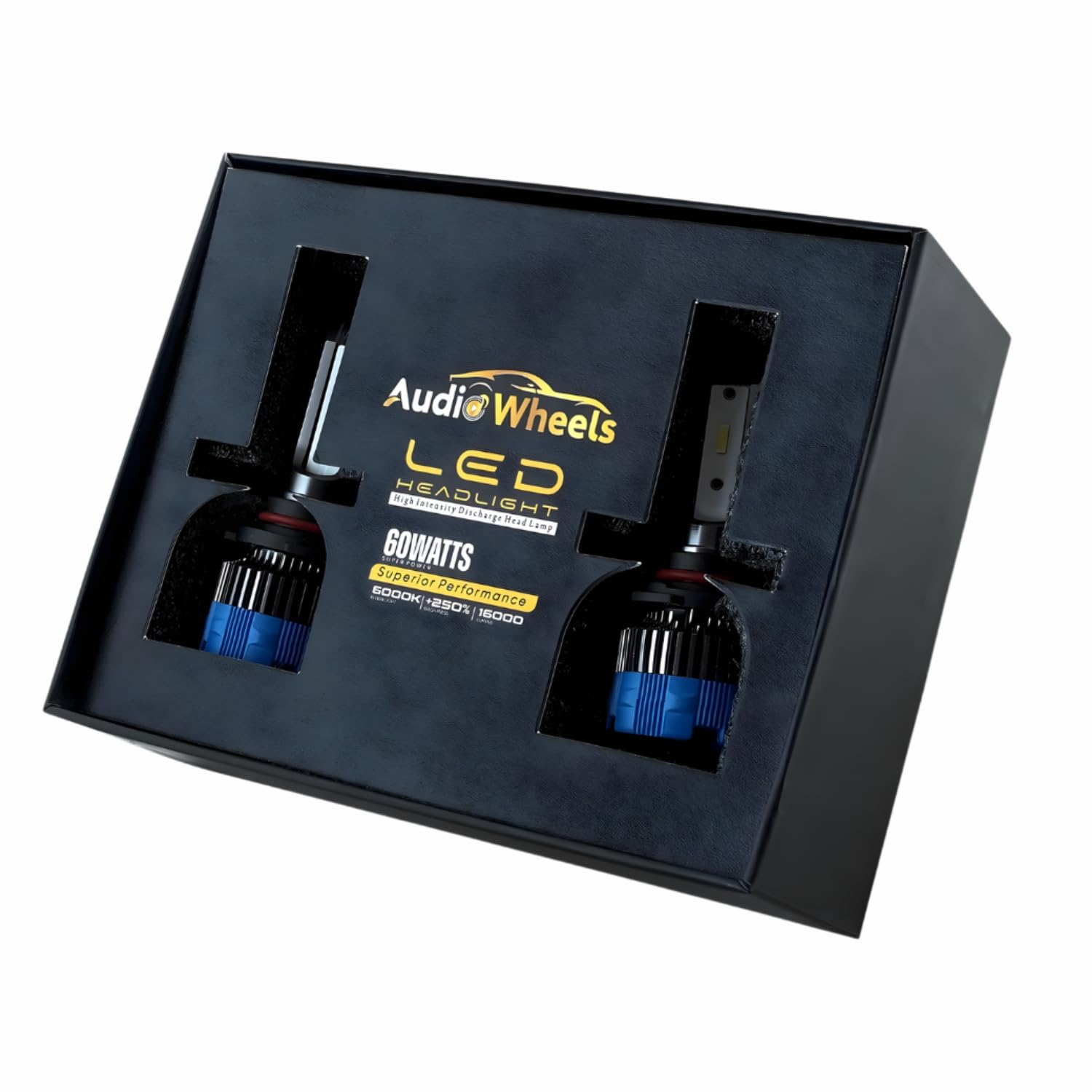 Audio Wheels 9005 60W Car Led Headlight Bulbs,16,000 Lumens Super Bright LED Headlight Conversion Kit for Cars 6000K Cool White Quick Installation Halogen Replacement, (9005-60W)