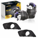 Audio Wheels fog lamp with packaging and covers on a white background

