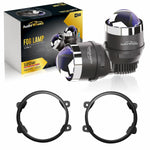 Audio Wheels fog lamp with packaging and mounting rings on a white background

