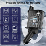 Car charger with protective features and mountainous background


