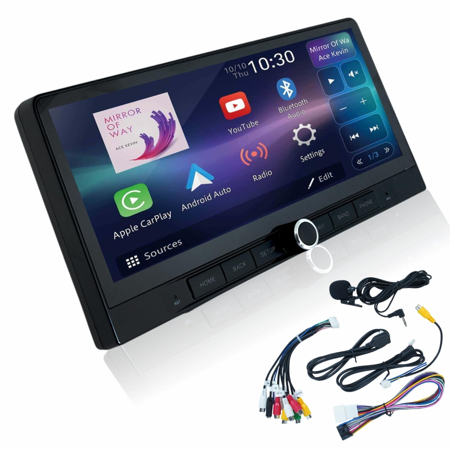 Car multimedia system with touchscreen display and wiring harness