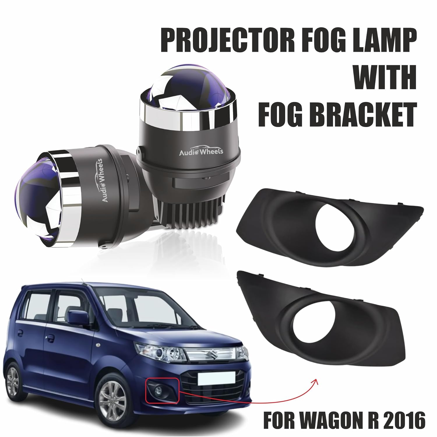 Car projector fog lamp with bracket for Wagon R 2016