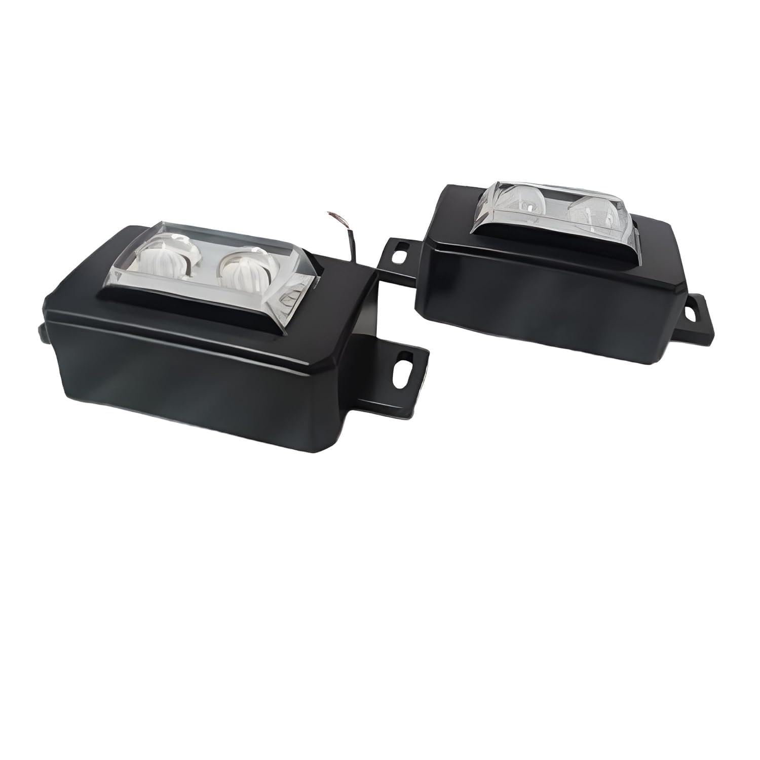 Two black automotive light brackets