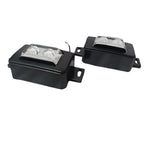 Two black automotive light brackets