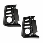 Two black plastic brackets on a white background

