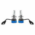 Two car headlight bulbs with connectors on a white background

