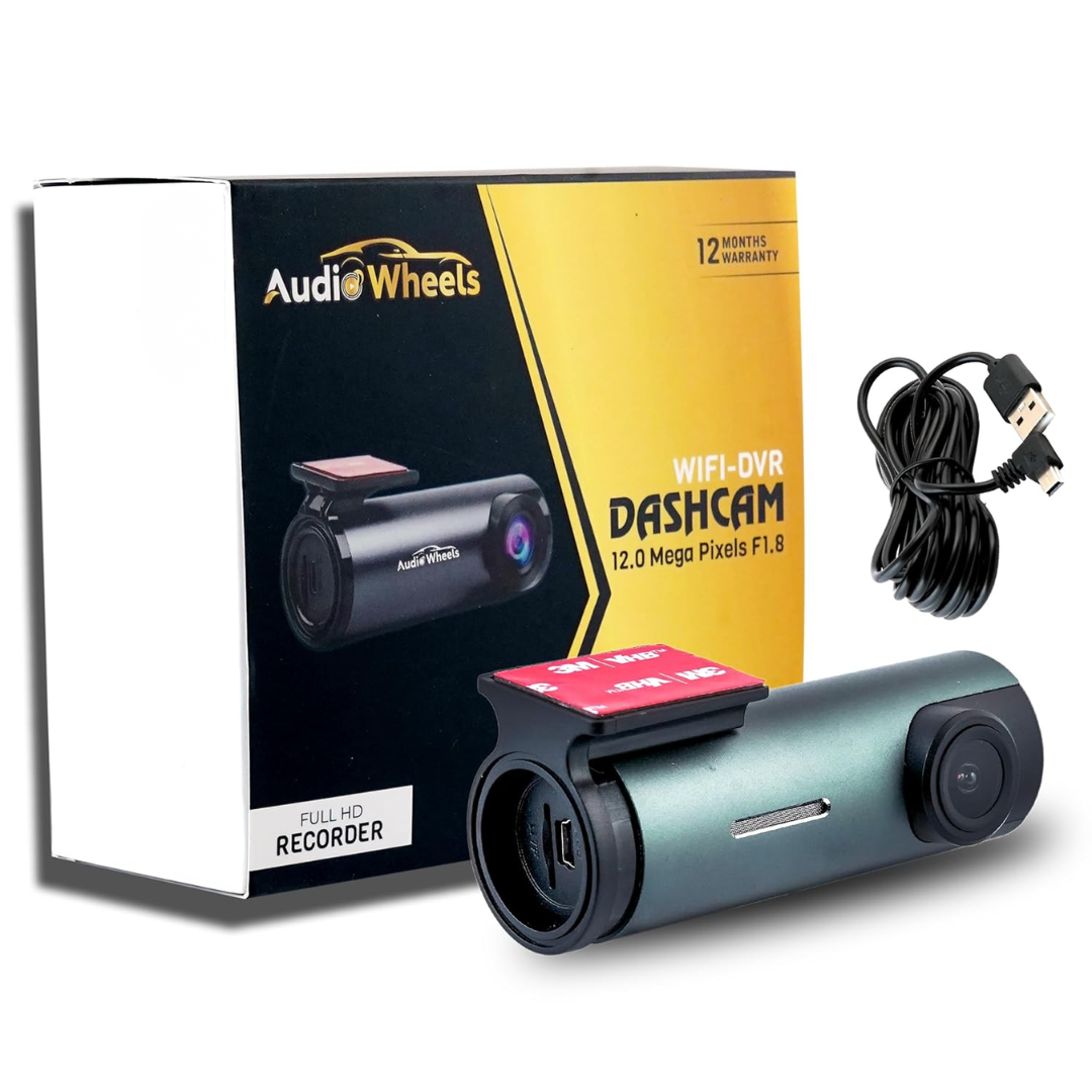 Audio Wheels 12MP Full HD WiFi DVR Dashcam 1080P 30FPS Low Light 128GB Android Compatible