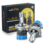 Audio Wheels H4 H19 60W LED Headlight Bulbs 16000LM 6000K Cool White Pack of 2