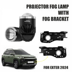 Audio Wheels 2 Inch LED Fog Lamp Projector with Cover - 120W |  Tri-Color (White/Warm/Yellow) | with Blue Tint Film | 12V/24V Fog Light for Car & Vehicle Modification | For Huyndai Exter 2024